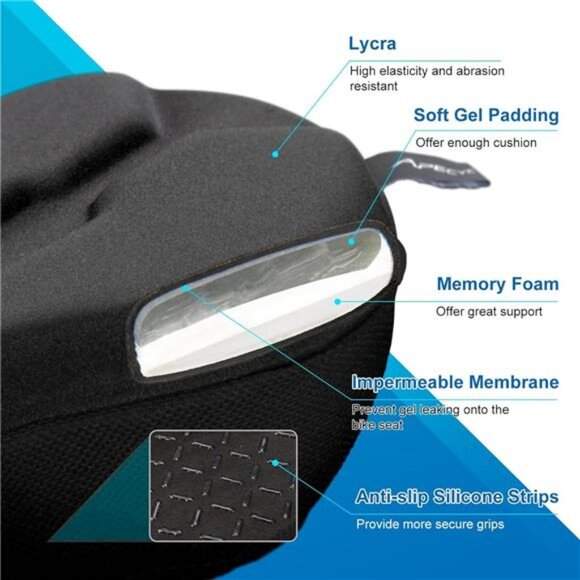Bike Seat Cushion Gel Padded Bicycle Saddle Cover for Peloton Spin Mountain Road - Picture 5 of 7